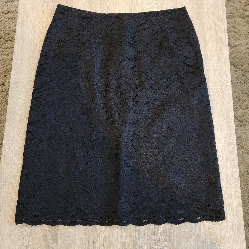 Ann Taylor Black Lace Pencil Skirt